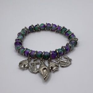 Beaded 8 mm sea charm stretch bracelet new